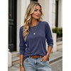 Zeagoo Women’s Casual Shirts Long Sleeve Tops Soft Crewneck Tshirts Basic Tee Business Workout Outfit 2026 Fall Clothes(Navy Blue)