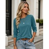 Zeagoo Women’s Casual Shirts Long Sleeve Tops Soft Crewneck Tshirts Basic Tee Business Workout Outfit 2026 Fall Clothes(Peacock Blue)