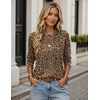 Zeagoo Women’s Casual Shirts Long Sleeve Tops Soft Crewneck Tshirts Basic Tee Business Workout Outfit 2026 Fall Clothes(Z Leopard 136)