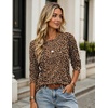Zeagoo Women’s Casual Shirts Long Sleeve Tops Soft Crewneck Tshirts Basic Tee Business Workout Outfit 2026 Fall Clothes(Z Leopard 136)