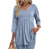 Zeagoo 3/4 Length Sleeve Womens Tops 2026 Blouses for Women Dressy Casual Fashion Clothing V Neck T-Shirts Summer Outfits(03 Blue Stripe)