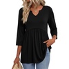 Zeagoo 3/4 Length Sleeve Womens Tops 2026 Blouses for Women Dressy Casual Fashion Clothing V Neck T-Shirts Summer Outfits(Black)