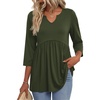 Zeagoo 3/4 Length Sleeve Womens Tops 2026 Blouses for Women Dressy Casual Fashion Clothing V Neck T-Shirts Summer Outfits(Green)