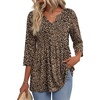 Zeagoo 3/4 Length Sleeve Womens Tops 2026 Blouses for Women Dressy Casual Fashion Clothing V Neck T-Shirts Summer Outfits(Leopard Print)