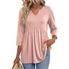 Zeagoo 3/4 Length Sleeve Womens Tops 2026 Blouses for Women Dressy Casual Fashion Clothing V Neck T-Shirts Summer Outfits(Pink)