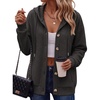 Zeagoo Hoodie for Women Oversized Hooded Sweatshirt Button Hoodies With Pockets Comfy Fleece Jackets 2026 Fashion S-3XL(Dark Gray)