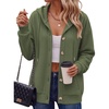 Zeagoo Hoodie for Women Oversized Hooded Sweatshirt Button Hoodies With Pockets Comfy Fleece Jackets 2026 Fashion S-3XL(Green)