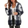 Zeagoo Hoodie for Women Oversized Hooded Sweatshirt Button Hoodies With Pockets Comfy Fleece Jackets 2026 Fashion S-3XL(Grey Black Plaid)