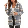 Zeagoo Hoodie for Women Oversized Hooded Sweatshirt Button Hoodies With Pockets Comfy Fleece Jackets 2026 Fashion S-3XL(Grey-brown Plaid)