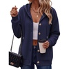 Zeagoo Hoodie for Women Oversized Hooded Sweatshirt Button Hoodies With Pockets Comfy Fleece Jackets 2026 Fashion S-3XL(Navy Blue)