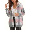 Zeagoo Hoodie for Women Oversized Hooded Sweatshirt Button Hoodies With Pockets Comfy Fleece Jackets 2026 Fashion S-3XL(Pink Plaid)
