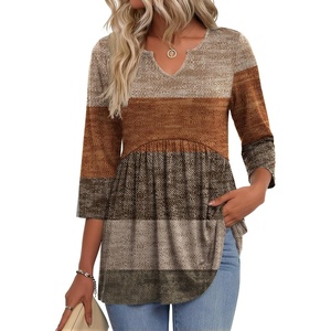 Zeagoo 3/4 Length Sleeve Womens Tops 2026 Blouses for Women Dressy Casual Fashion Clothing V Neck T-Shirts Summer Outfits(Jh398)