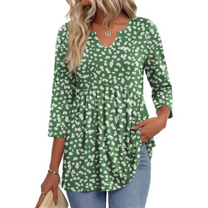Zeagoo 3/4 Length Sleeve Womens Tops 2026 Blouses for Women Dressy Casual Fashion Clothing V Neck T-Shirts Summer Outfits(Jh560)