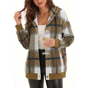 Zeagoo Hoodie for Women Oversized Hooded Sweatshirt Button Hoodies With Pockets Comfy Fleece Jackets 2026 Fashion S-3XL(Brown Plaid)
