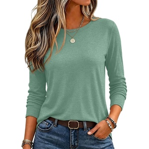 Zeagoo Women’s Casual Shirts Long Sleeve Tops Soft Crewneck Tshirts Basic Tee Business Workout Outfit 2026 Fall Clothes(Light Green)