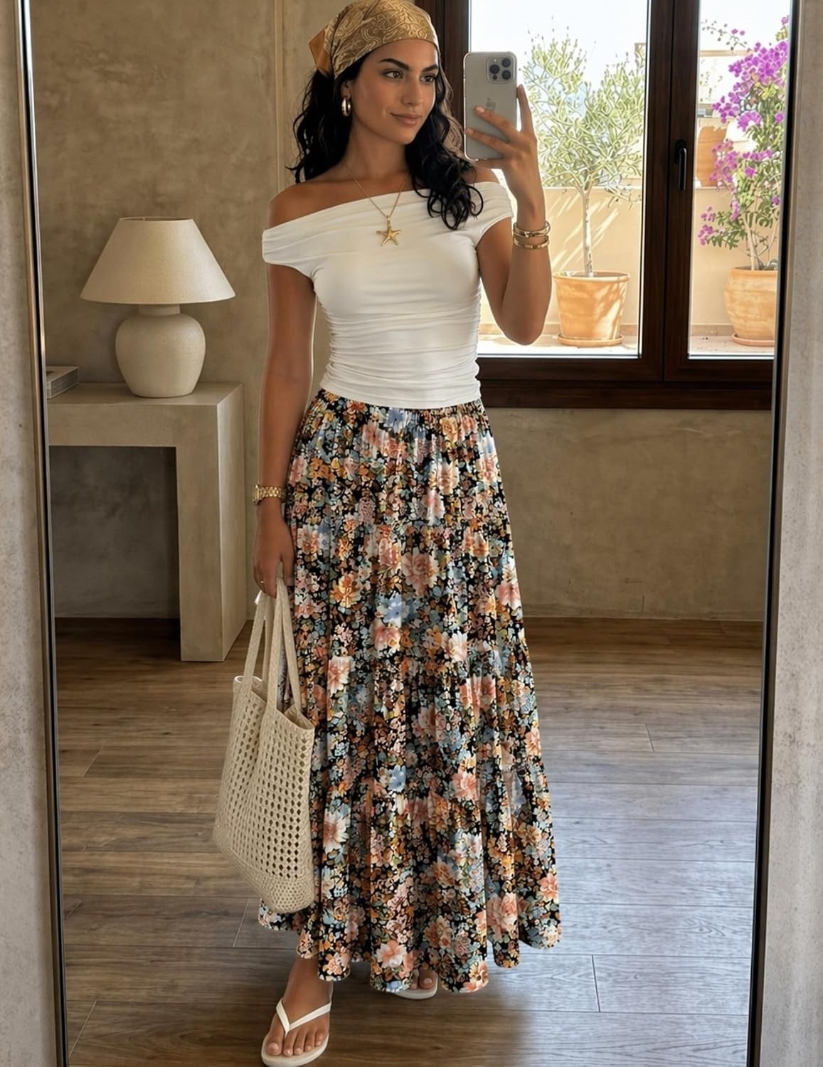 image:imageZeagoo Womens Maxi Skirt Chiffon Elastic High Waist Pockets Pleated ALine Flowy Skirts04wf66