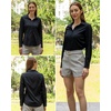 Womens Button Down Shirt Classic Fit Dress Shirt Work Business Casual Long Sleeve Blouse Tops(A-black)