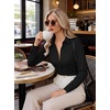 Womens Button Down Shirt Classic Fit Dress Shirt Work Business Casual Long Sleeve Blouse Tops(A-black)