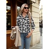 Womens Button Down Shirt Classic Fit Dress Shirt Work Business Casual Long Sleeve Blouse Tops(Black White Geometric Print)