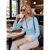 Womens Button Down Shirt Classic Fit Dress Shirt Work Business Casual Long Sleeve Blouse Tops(Light Blue)