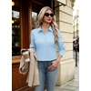 Womens Button Down Shirt Classic Fit Dress Shirt Work Business Casual Long Sleeve Blouse Tops(Light Blue)