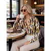 Womens Button Down Shirt Classic Fit Dress Shirt Work Business Casual Long Sleeve Blouse Tops(Multicolor Print)