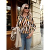 Womens Button Down Shirt Classic Fit Dress Shirt Work Business Casual Long Sleeve Blouse Tops(Multicolor Print)