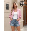 Womens Button Down Shirt Classic Fit Dress Shirt Work Business Casual Long Sleeve Blouse Tops(Pink)