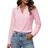 Womens Button Down Shirt Classic Fit Dress Shirt Work Business Casual Long Sleeve Blouse Tops(Pink)