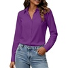 Womens Button Down Shirt Classic Fit Dress Shirt Work Business Casual Long Sleeve Blouse Tops(Purple)