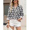Zeagoo Blouses for Women Long Sleeve Button Down Shirts Dressy Casual Collared Tops Business Work Outfits(Black and White)