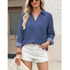 Zeagoo Blouses for Women Long Sleeve Button Down Shirts Dressy Casual Collared Tops Business Work Outfits(Blue Denim)