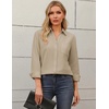 Zeagoo Blouses for Women Long Sleeve Button Down Shirts Dressy Casual Collared Tops Business Work Outfits(Khaki)