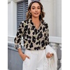 Zeagoo Blouses for Women Long Sleeve Button Down Shirts Dressy Casual Collared Tops Business Work Outfits(Leopard)