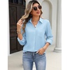 Zeagoo Blouses for Women Long Sleeve Button Down Shirts Dressy Casual Collared Tops Business Work Outfits(Light Blue)