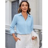 Zeagoo Blouses for Women Long Sleeve Button Down Shirts Dressy Casual Collared Tops Business Work Outfits(Light Blue)