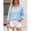 Zeagoo Blouses for Women Long Sleeve Button Down Shirts Dressy Casual Collared Tops Business Work Outfits(Light Blue)