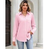 Zeagoo Blouses for Women Long Sleeve Button Down Shirts Dressy Casual Collared Tops Business Work Outfits(Light Pink)
