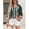 Zeagoo Blouses for Women Long Sleeve Button Down Shirts Dressy Casual Collared Tops Business Work Outfits(Multicoloured Brush)