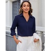 Zeagoo Blouses for Women Long Sleeve Button Down Shirts Dressy Casual Collared Tops Business Work Outfits(Navy)