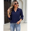 Zeagoo Blouses for Women Long Sleeve Button Down Shirts Dressy Casual Collared Tops Business Work Outfits(Navy)