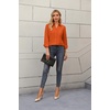 Zeagoo Blouses for Women Long Sleeve Button Down Shirts Dressy Casual Collared Tops Business Work Outfits(Orange)
