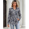 Zeagoo Blouses for Women Long Sleeve Button Down Shirts Dressy Casual Collared Tops Business Work Outfits(Paisley Blue)
