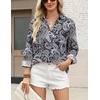 Zeagoo Blouses for Women Long Sleeve Button Down Shirts Dressy Casual Collared Tops Business Work Outfits(Paisley Blue)