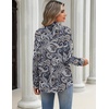 Zeagoo Blouses for Women Long Sleeve Button Down Shirts Dressy Casual Collared Tops Business Work Outfits(Paisley Blue)