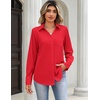 Zeagoo Blouses for Women Long Sleeve Button Down Shirts Dressy Casual Collared Tops Business Work Outfits(Red)