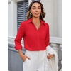 Zeagoo Blouses for Women Long Sleeve Button Down Shirts Dressy Casual Collared Tops Business Work Outfits(Red)