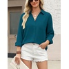 Zeagoo Blouses for Women Long Sleeve Button Down Shirts Dressy Casual Collared Tops Business Work Outfits(Teal Blue)