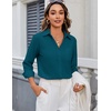 Zeagoo Blouses for Women Long Sleeve Button Down Shirts Dressy Casual Collared Tops Business Work Outfits(Teal Blue)