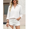 Zeagoo Blouses for Women Long Sleeve Button Down Shirts Dressy Casual Collared Tops Business Work Outfits(White)
